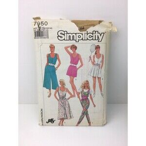 Jumpsuit Tennis Dress Golf Pockets Size 10 CUT Pattern 7950 Vintage 80s
